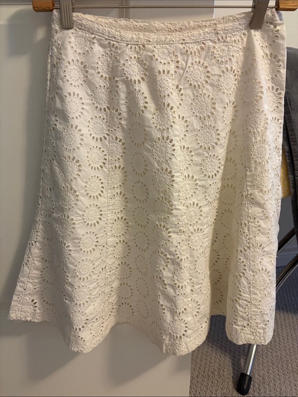 Women’s Cream Eyelet A-Line Midi Skirt